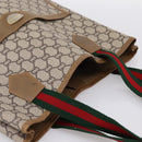 GUCCI GG Plus Supreme Web Sherry Line Tote Bag PVC Beige Gold Auth 203128-6