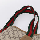 GUCCI GG Plus Supreme Web Sherry Line Tote Bag PVC Beige Gold Auth 203128-8