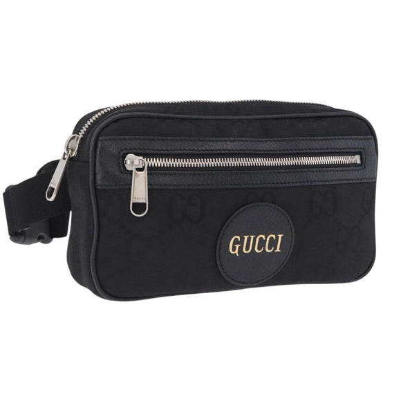 GUCCI GG Canvas Off The Grid Waist Bag Black Silver 631341 Auth 203130A