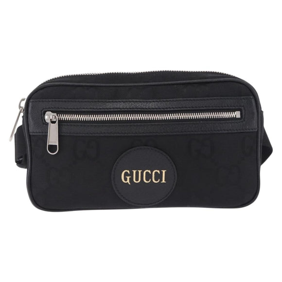 GUCCI GG Canvas Off The Grid Waist Bag Black Silver 631341 Auth 203130A
