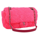 CHANEL Chain Shoulder Bag Pile Pink Silver CC Auth 203132SAM-1