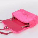 CHANEL Chain Shoulder Bag Pile Pink Silver CC Auth 203132SAM-19
