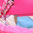 CHANEL Chain Shoulder Bag Pile Pink Silver CC Auth 203132SAM-23