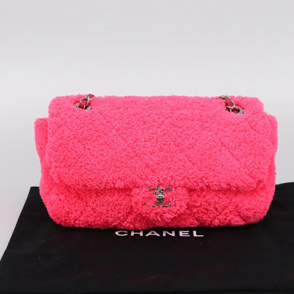 CHANEL Chain Shoulder Bag Pile Pink Silver CC Auth 203132SAM