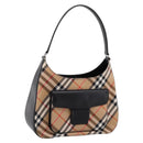 Burberrys Nova Check Shoulder Bag Canvas Beige Silver Auth 203137V-1