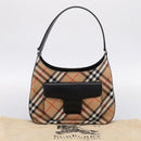 Burberrys Nova Check Shoulder Bag Canvas Beige Silver Auth 203137V-22