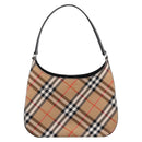 Burberrys Nova Check Shoulder Bag Canvas Beige Silver Auth 203137V-3
