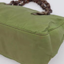 PRADA Chain Shoulder Bag Nylon Green Silver Auth 203138-9