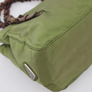 PRADA Chain Shoulder Bag Nylon Green Silver Auth 203138-14