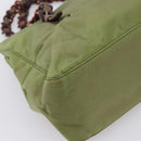PRADA Chain Shoulder Bag Nylon Green Silver Auth 203138-16
