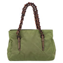PRADA Chain Shoulder Bag Nylon Green Silver Auth 203138-13