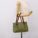 PRADA Chain Shoulder Bag Nylon Green Silver Auth 203138-26
