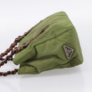 PRADA Chain Shoulder Bag Nylon Green Silver Auth 203138-3