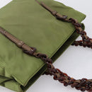 PRADA Chain Shoulder Bag Nylon Green Silver Auth 203138-6