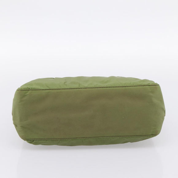 PRADA Chain Shoulder Bag Nylon Green Silver Auth 203138