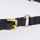PRADA Shoulder Bag Leather Navy Gold Auth 203139V-16