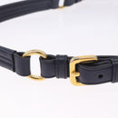 PRADA Shoulder Bag Leather Navy Gold Auth 203139V-17