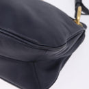 PRADA Shoulder Bag Leather Navy Gold Auth 203139V-19