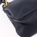 PRADA Shoulder Bag Leather Navy Gold Auth 203139V-20