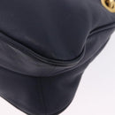 PRADA Shoulder Bag Leather Navy Gold Auth 203139V-21