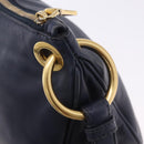 PRADA Shoulder Bag Leather Navy Gold Auth 203139V-22
