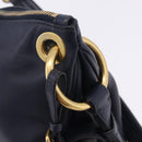 PRADA Shoulder Bag Leather Navy Gold Auth 203139V-23