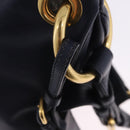 PRADA Shoulder Bag Leather Navy Gold Auth 203139V-24