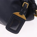 PRADA Shoulder Bag Leather Navy Gold Auth 203139V-25