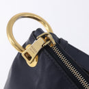 PRADA Shoulder Bag Leather Navy Gold Auth 203139V-27