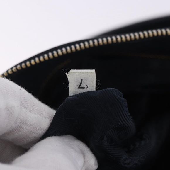 PRADA Shoulder Bag Leather Navy Gold Auth 203139V