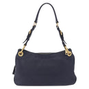 PRADA Shoulder Bag Leather Navy Gold Auth 203139V-2