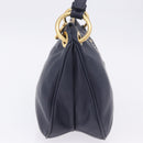 PRADA Shoulder Bag Leather Navy Gold Auth 203139V-5