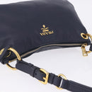 PRADA Shoulder Bag Leather Navy Gold Auth 203139V-14