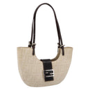 FENDI Zucca Canvas Mamma Baguette Shoulder Bag Beige Silver Auth 203140V-1