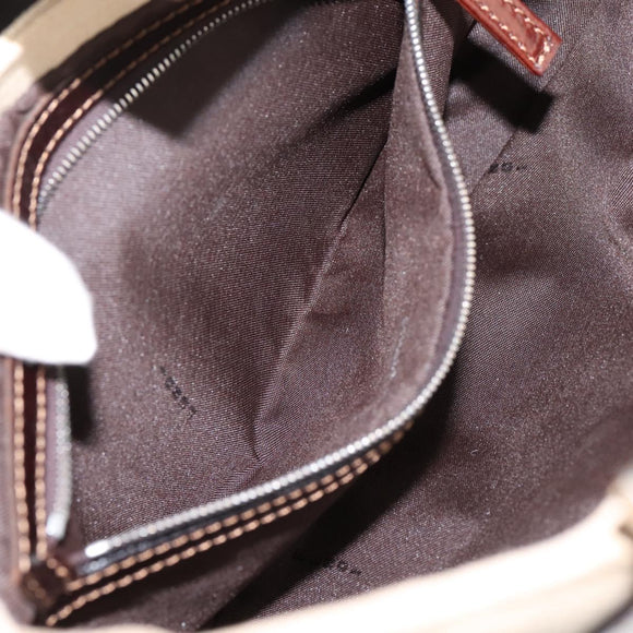 FENDI Zucca Canvas Mamma Baguette Shoulder Bag Beige Silver Auth 203140V
