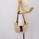 FENDI Zucca Canvas Mamma Baguette Shoulder Bag Beige Silver Auth 203140V-25