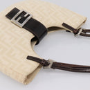 FENDI Zucca Canvas Mamma Baguette Shoulder Bag Beige Silver Auth 203140V-6