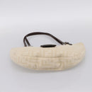 FENDI Zucca Canvas Mamma Baguette Shoulder Bag Beige Silver Auth 203140V-9