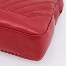 CHANEL V stitch Hand Bag Lamb Skin Red Gold CC Auth 203141-10