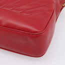 CHANEL V stitch Hand Bag Lamb Skin Red Gold CC Auth 203141-12