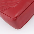 CHANEL V stitch Hand Bag Lamb Skin Red Gold CC Auth 203141-13