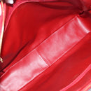 CHANEL V stitch Hand Bag Lamb Skin Red Gold CC Auth 203141-17