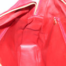 CHANEL V stitch Hand Bag Lamb Skin Red Gold CC Auth 203141-19