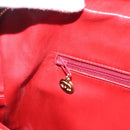 CHANEL V stitch Hand Bag Lamb Skin Red Gold CC Auth 203141-20