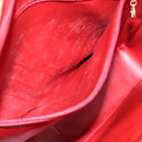 CHANEL V stitch Hand Bag Lamb Skin Red Gold CC Auth 203141-21