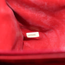 CHANEL V stitch Hand Bag Lamb Skin Red Gold CC Auth 203141-24