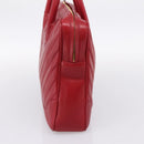 CHANEL V stitch Hand Bag Lamb Skin Red Gold CC Auth 203141-5