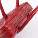 CHANEL V stitch Hand Bag Lamb Skin Red Gold CC Auth 203141-6