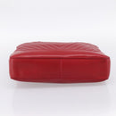 CHANEL V stitch Hand Bag Lamb Skin Red Gold CC Auth 203141-9