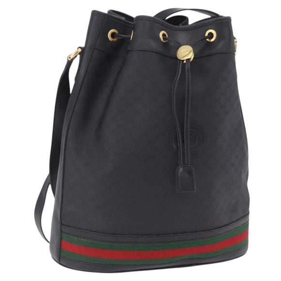 GUCCI Micro GG Supreme Web Sherry Line Bag PVC Black 001 116 0933 Auth 203142